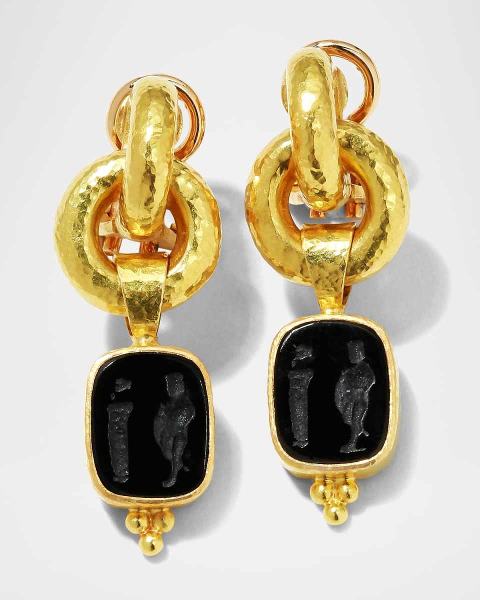 Amber "God and Pillar" Cheerio Drop Earrings